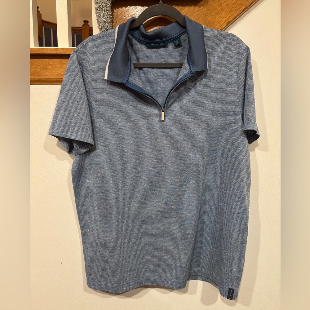 Perry Ellis Blue Zip Polo - Men’s Large